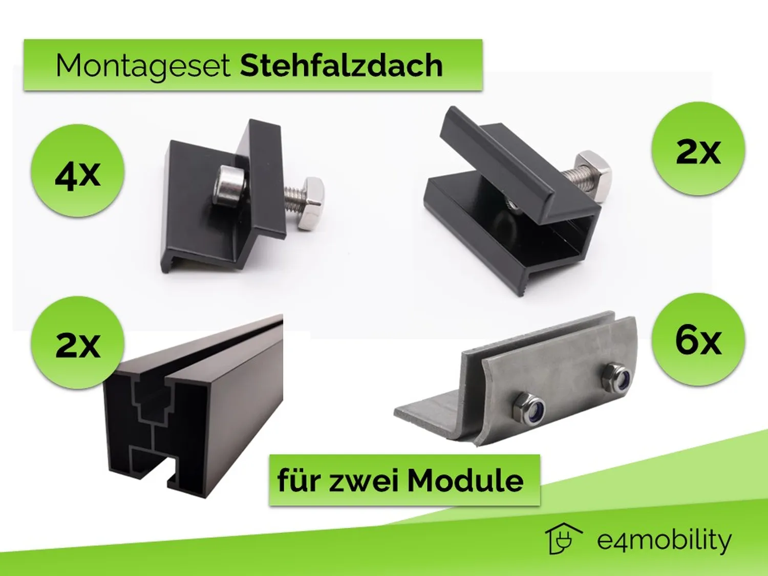 PV Montageset Stehfalzdach / 2 Module | E4PVSFD