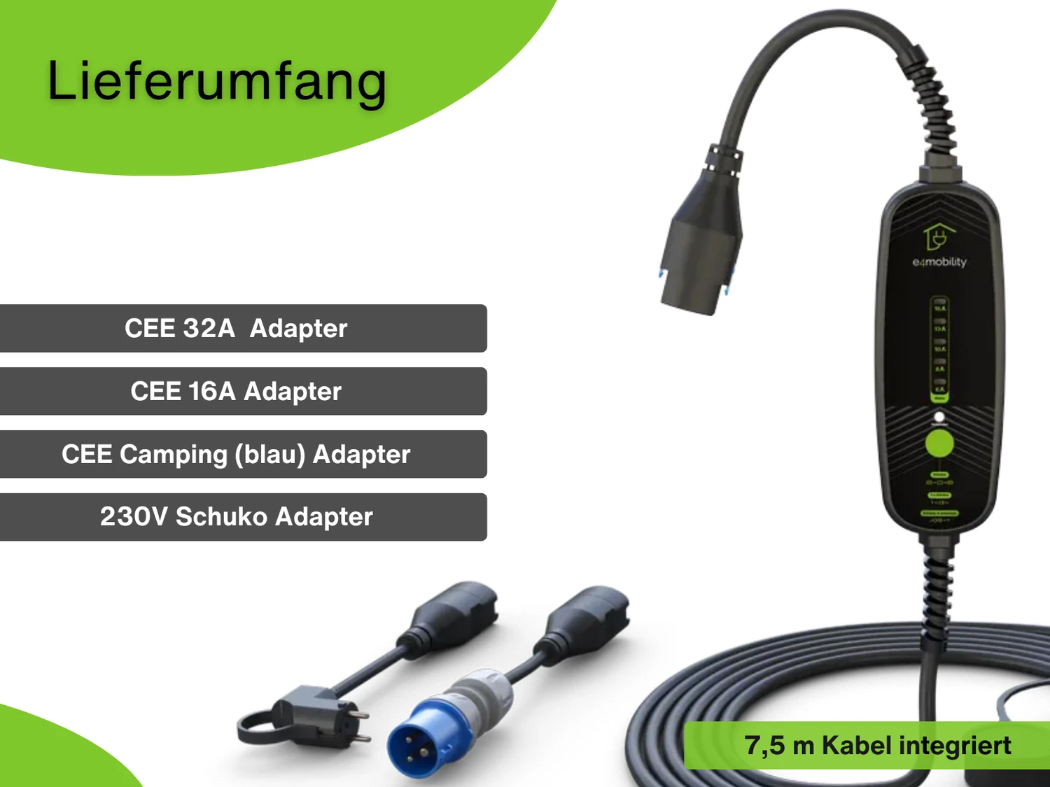 e4charger Pro Plus 7,5 m - 11 kW mobiles Ladegerät